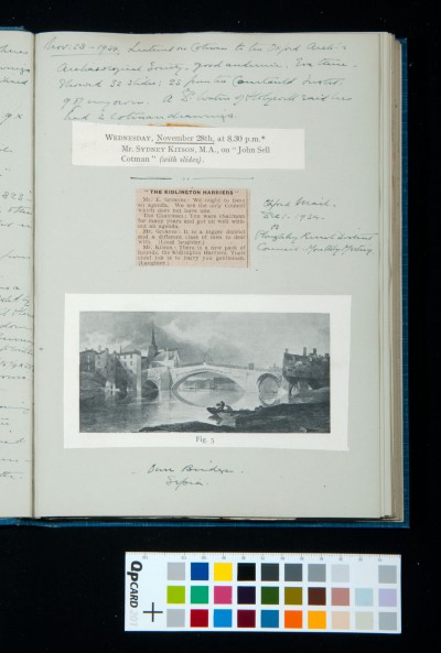 Kitson lecture at Oxford university/ press cutting on The Kidlington Harriers/ picture of Ouse Bridge