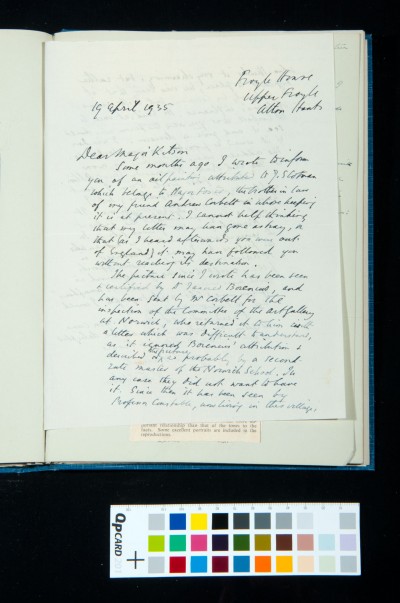 Letter to Sydney D. Kitson from H. F. Wilson, 19 April 1935