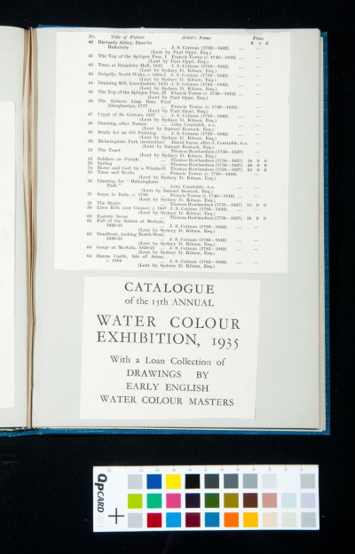 Catalogue cutting (cont.) of Winchester Art Club's 15th Annual  water-colour exhibition