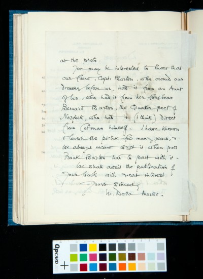 Letter to SDK from Mrs M. Dora Morse, 5 December 1936, concerning a Cotman drawing (2)
