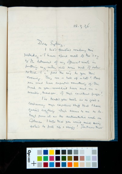 Letter to SDK from Paul Oppé, 18 March 1936