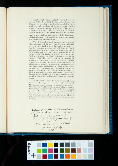 Extract from the introduction by Victor Rienaecker to the Catalogue of an Exhibition of drawings by Thomas Gainsborough