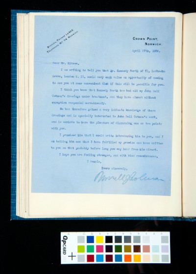 Letter to SDK from Russell J. Colman, 27 April 1936