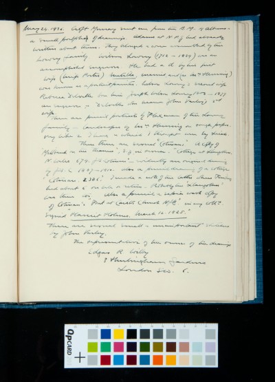 Diary entry for 24 May 1936 concerning drawings once owned by the family of the engraver Wilson Lowry
