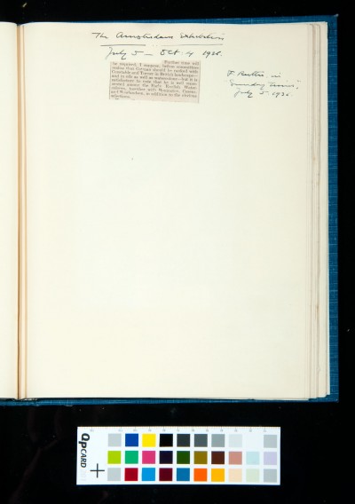 Cutting concerning Cotman in the  Amsterdam Exhibition, July 1936