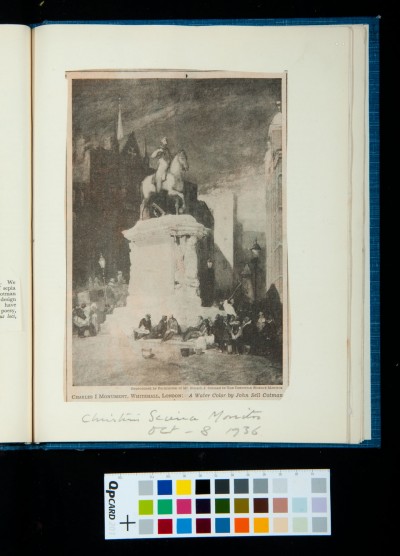 Reproduction of Cotman's *Charles I Monument* from the *Christian Science Monitor*, 8 Oct. 1936