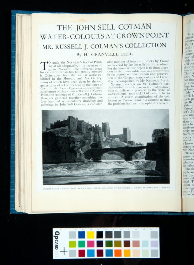 The Colman Collection: article from *The Connoisseur*, Nov. 1936 (1)