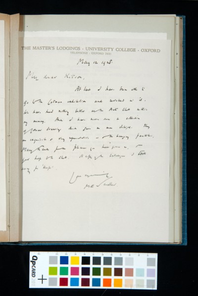 Letter to Kitson from Sir Michael Sadler, 12 May 1928