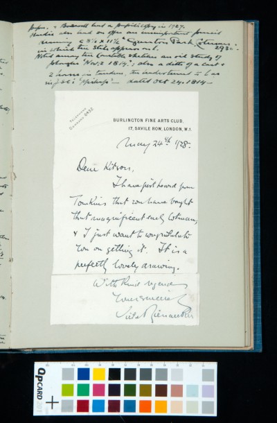Visit to V & A (cont) / Letter from Victor Rienaecker