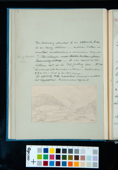 Kitson account of Tan-y-Bwlch, misnamed Landscape with Mountains and Rivers, elaborating on letter on opposite page / sketch of painting