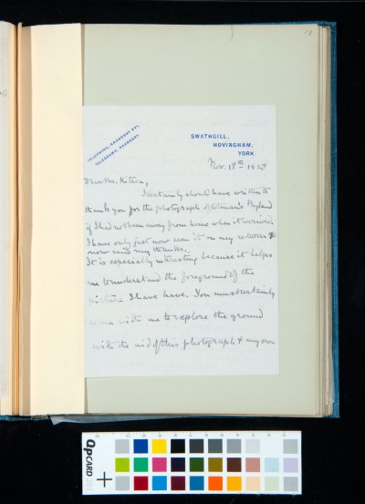 Letter from Hugh C. Fairfax-Cholmeley
