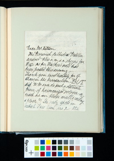 Letter to Kitson from Agnes Bulwer regarding the transaction of 