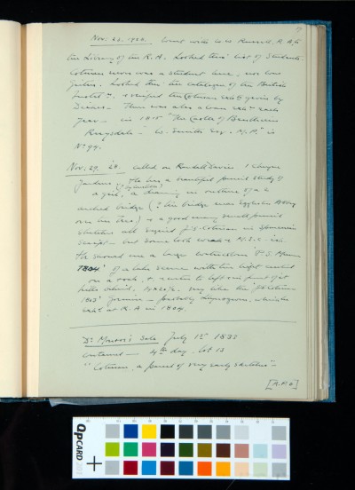 Kitson's account of his movements on 23 and 29 November 1928