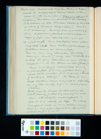 Account of Kitson's visit to Brighton and Stuart Acton, to verify an album of sketches potentially by Cotman
