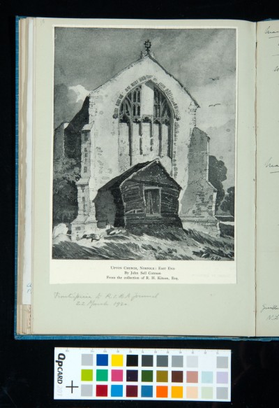 Clipping of Robert Hawthorne Kitson's copy of 'Upton Church, Norfolk: East End' by JSC in the RIBA Journal