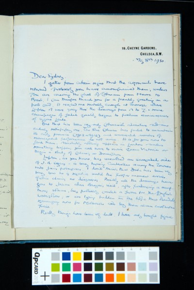 Letter from Paul Oppé to Kitson about what Cotmans he has recently found (not many), general chit chat (asking for a postcard) and updating him on what has been happening while Kitson was away in Germany