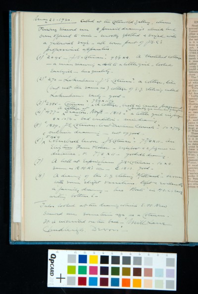 Account of Kitson's visit to the Cotswold Gallery where he saw eight pencil drawings by Cotman or a member of his family
