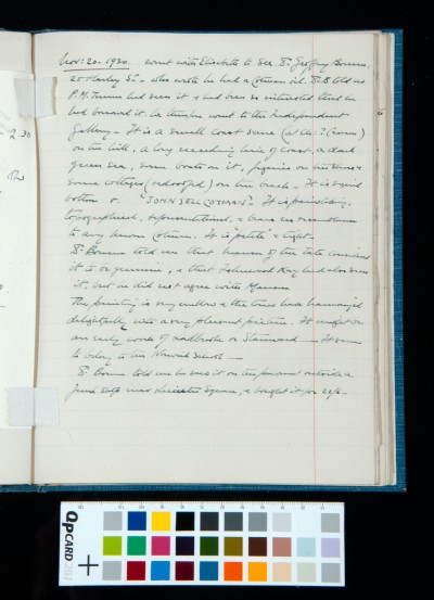 SD Kitson Diary entry 20 Nov. 1930