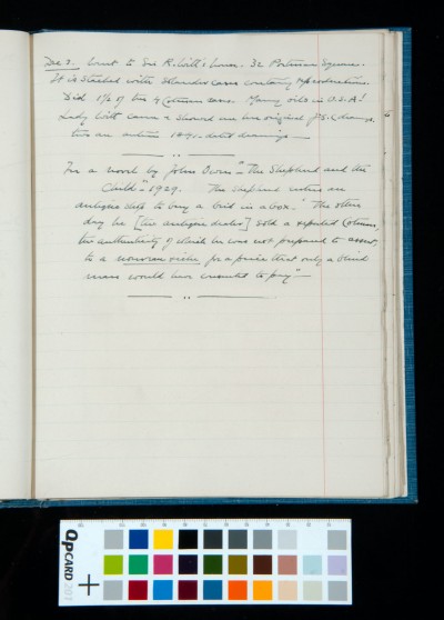SD Kitson Diary entry for 3 Dec. 1930