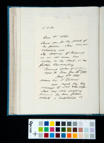 Handwritten letter from Grahame Cotman to SD Kitson