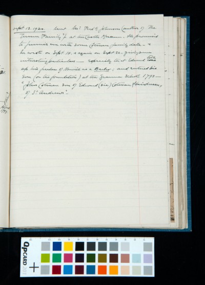 Diary entry Sept 13. 1930.