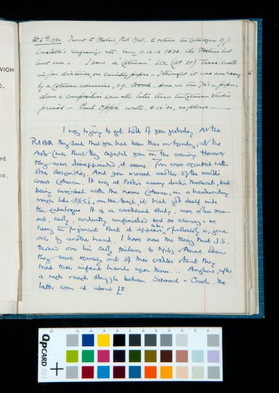 6 Oct. 1930 Diary entry. Extract from letter by Paul Oppé.