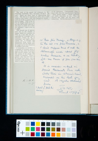 Letter to Kitson from Paul Oppé, 27 July 1931