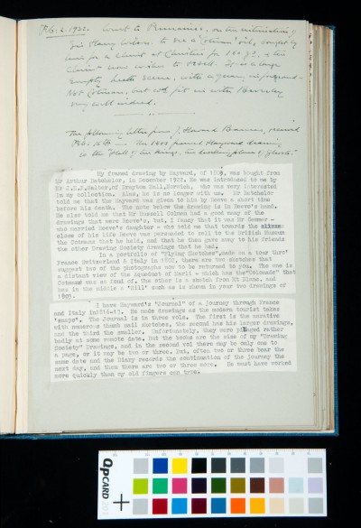 Kitson's diary entry 2 February 1932; letter from Barnes concerning John Samuel Hayward