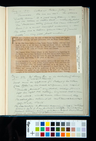 Kitson's diary entries for 13 and 20 May 1932; extract from Palser Gallery catalogue