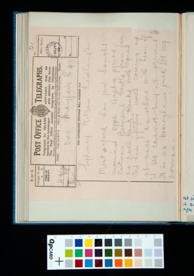 Telegram to Kitson from Norman Lupton