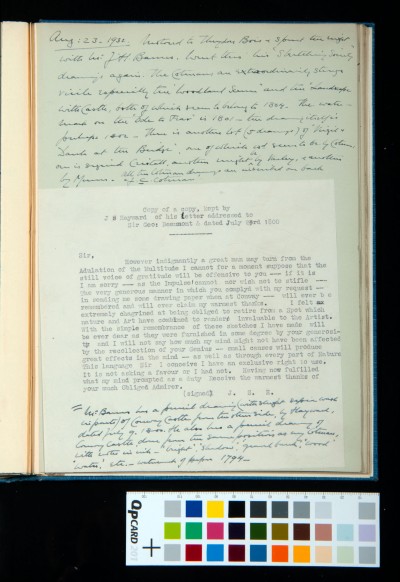 Kitson's diary entry for 23 August 1932; copy of letter by J. S. Hayward (1800)