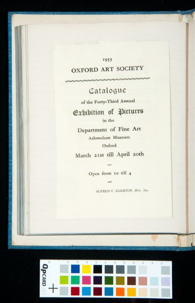 Catalogue of the exhibition of the Oxford Art Society, 21 March-20 April 1933: front cover