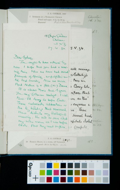 Letter from Paul Oppé to Sydney Kitson