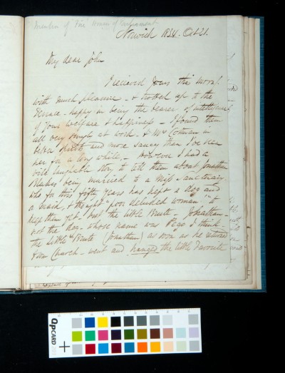 Letter of Arthur Dixon to John Joseph Cotman, 21 October 1834