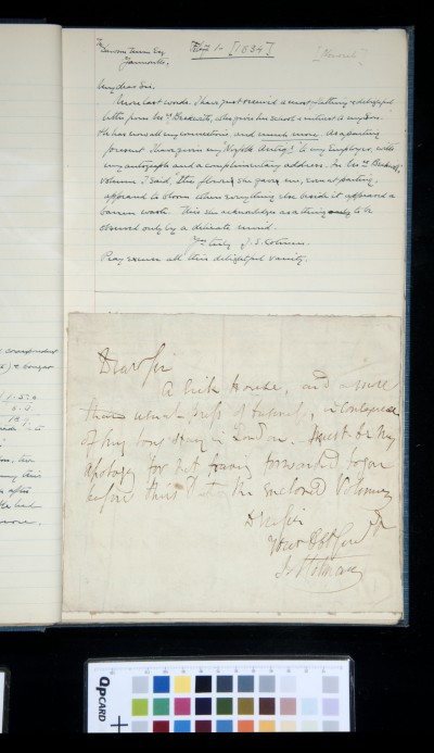 Copy of letter from John Sell Cotman to Dawson Turner, 1 February 1834; autograph undated letter of Cotman to an unnamed recipient