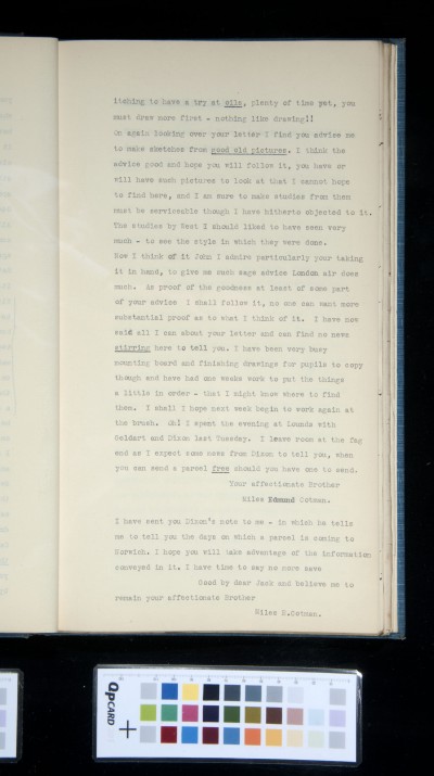 Copy of letter from Miles Edmund Cotman to John Joseph Cotman, 14 February 1834